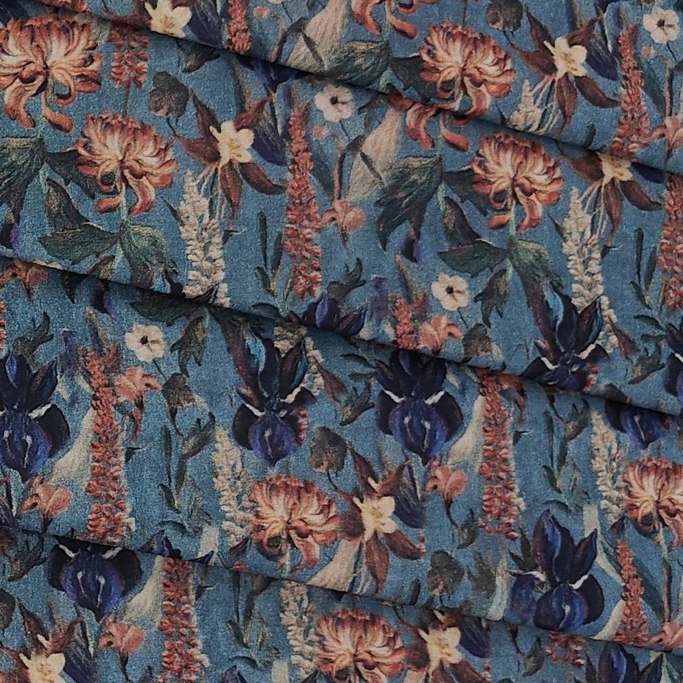 Shirt n Kurta Fabric Stiff Pure Cotton Premium Digital Printed Colour Dallas Blue